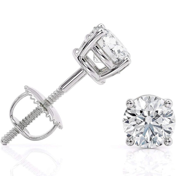 Beverly Hills Jewelers Jewelry - 0.75 Carat D-E Color Lab Grown Diamond Stud Earrings in 14k White Gold